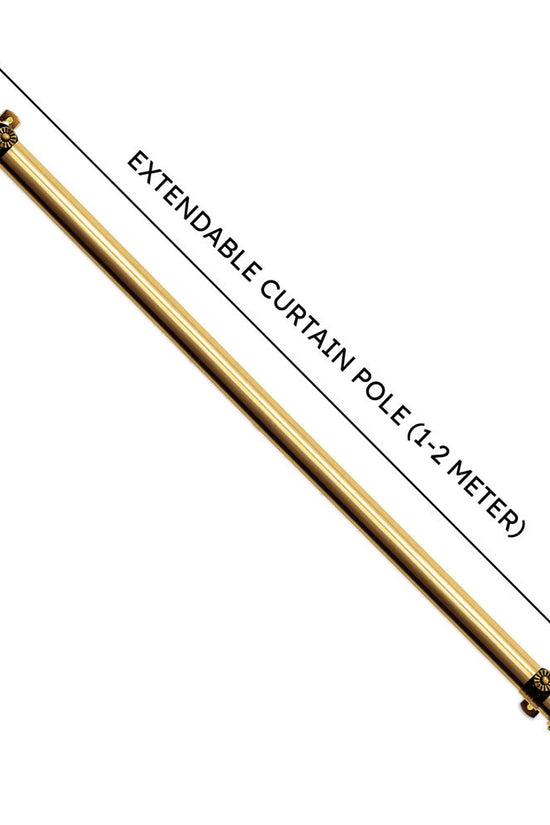 Gold Extendable Curtain Pole with Round Cage Finials 16 Rings 12m