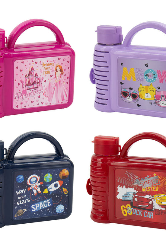 Tuffex Childrens Lunch Box with Water Bottle Durable Colorful Set