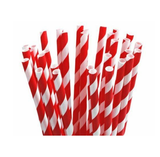 Durane Eco Paper Drinking Straws 6x197mm Pack of 100 White Red