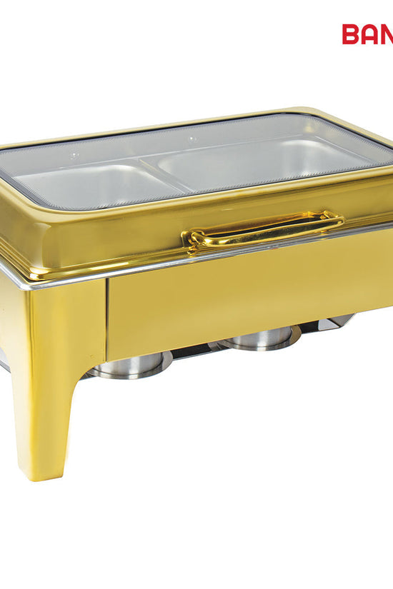 SQ Professional Banquet Chafing Dish Elegant Double Compartment Oblong Gold 2 x 45L