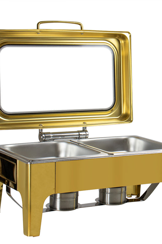 SQ Professional Banquet Chafing Dish Elegant Double Compartment Oblong Gold 2 x 45L