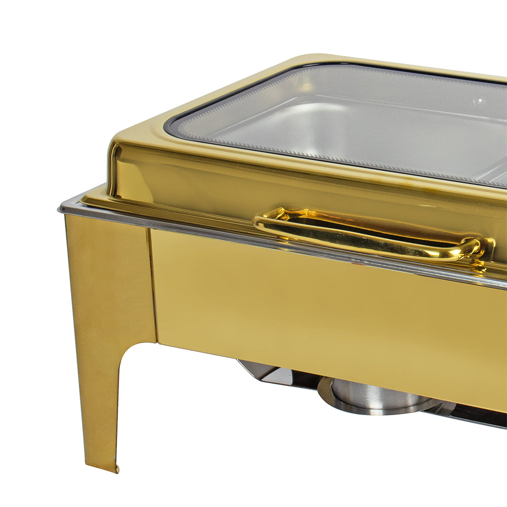 SQ Professional Banquet Chafing Dish Elegant Double Compartment Oblong Gold 2 x 45L