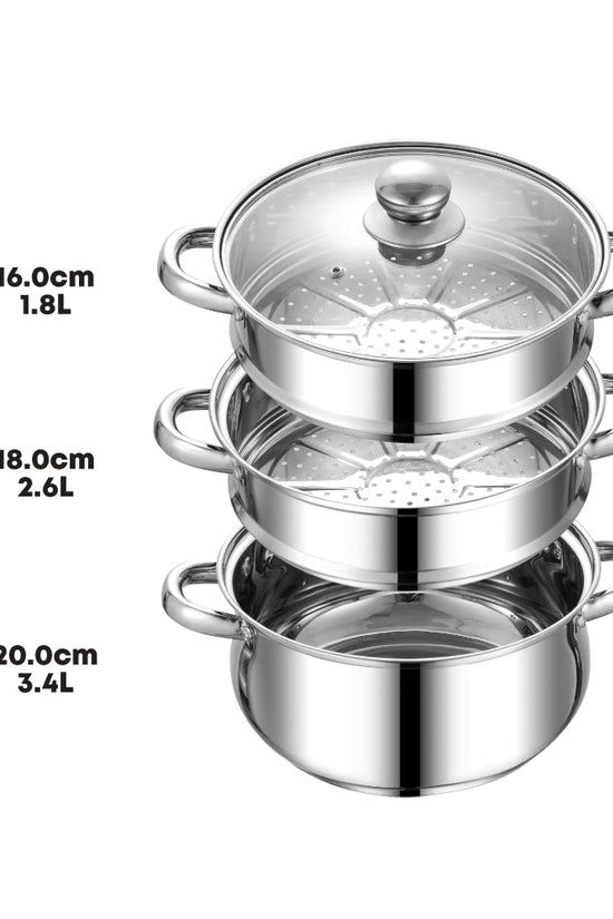 SQ Professional Lustro 3 Tier Stainless Steel Steamer 20cm 3L