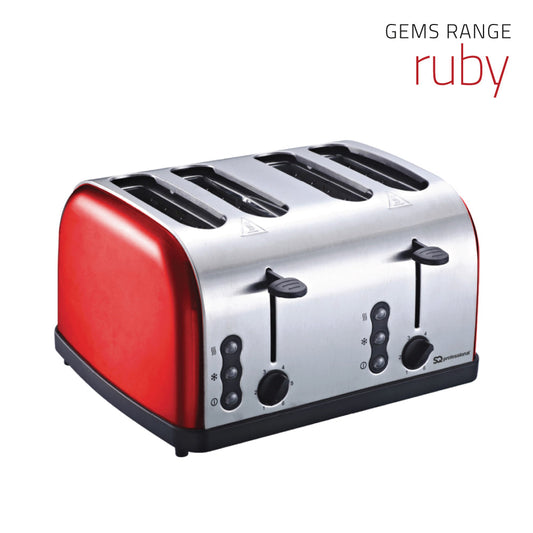 SQ Professional Gems Legacy 4 Slice Toaster Ruby Red 1500W Power
