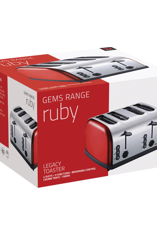 SQ Professional Gems Legacy 4 Slice Toaster Ruby Red 1500W Power