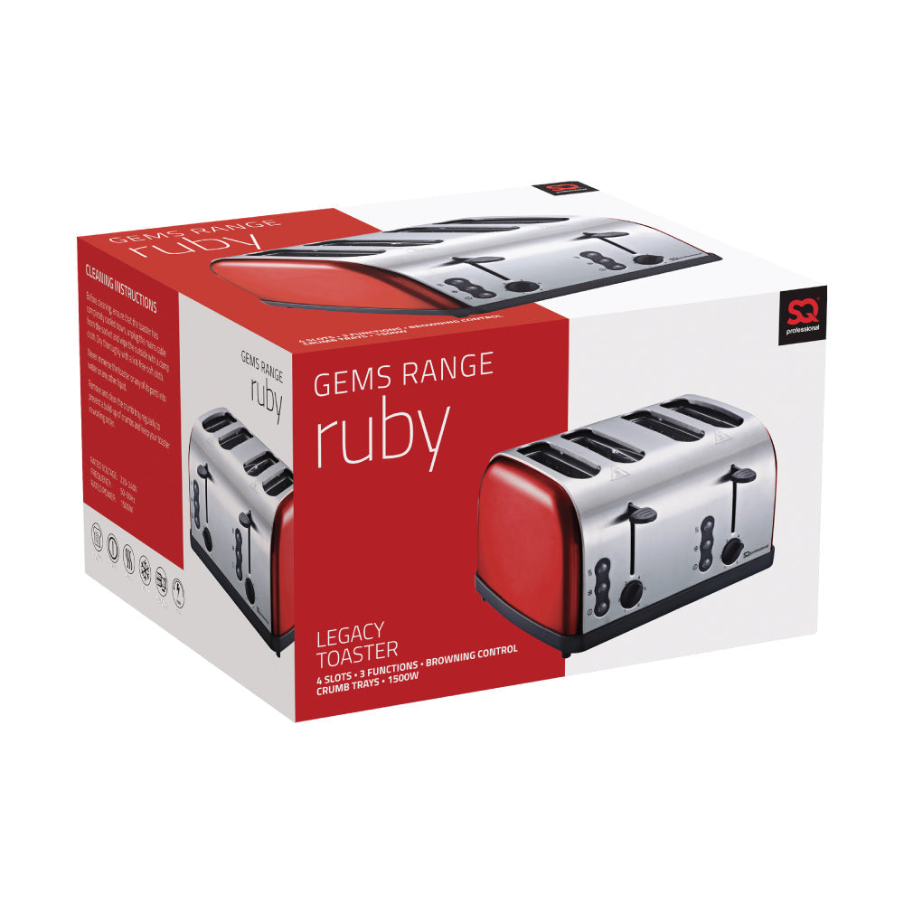 SQ Professional Gems Legacy 4 Slice Toaster Ruby 1500W