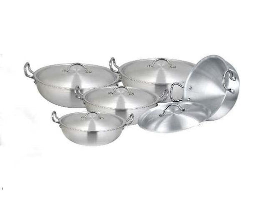 5Piece Metal Finish Cooking Wok Set