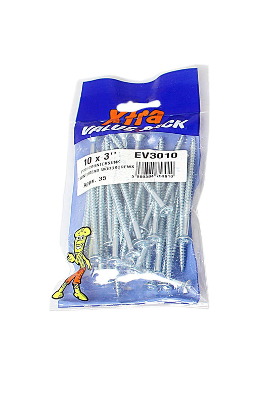 Premium 10 x 3 Pozi Countersunk Wood Screws Pack of 35