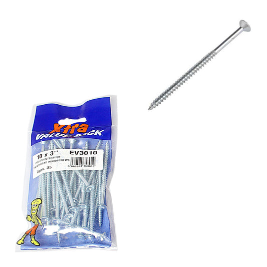 Premium 10 x 3 Pozi Countersunk Wood Screws Pack of 35