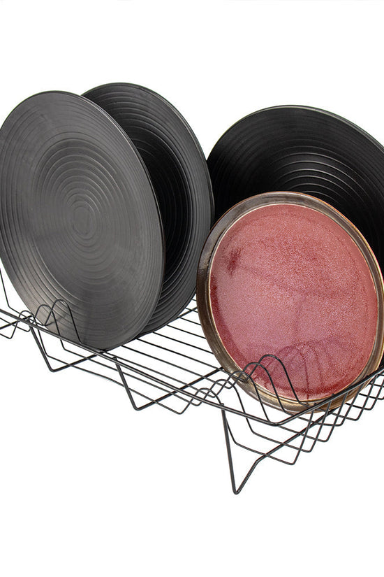 Modern Black Metal Kitchen Dish Drainer 48x32x8 cm
