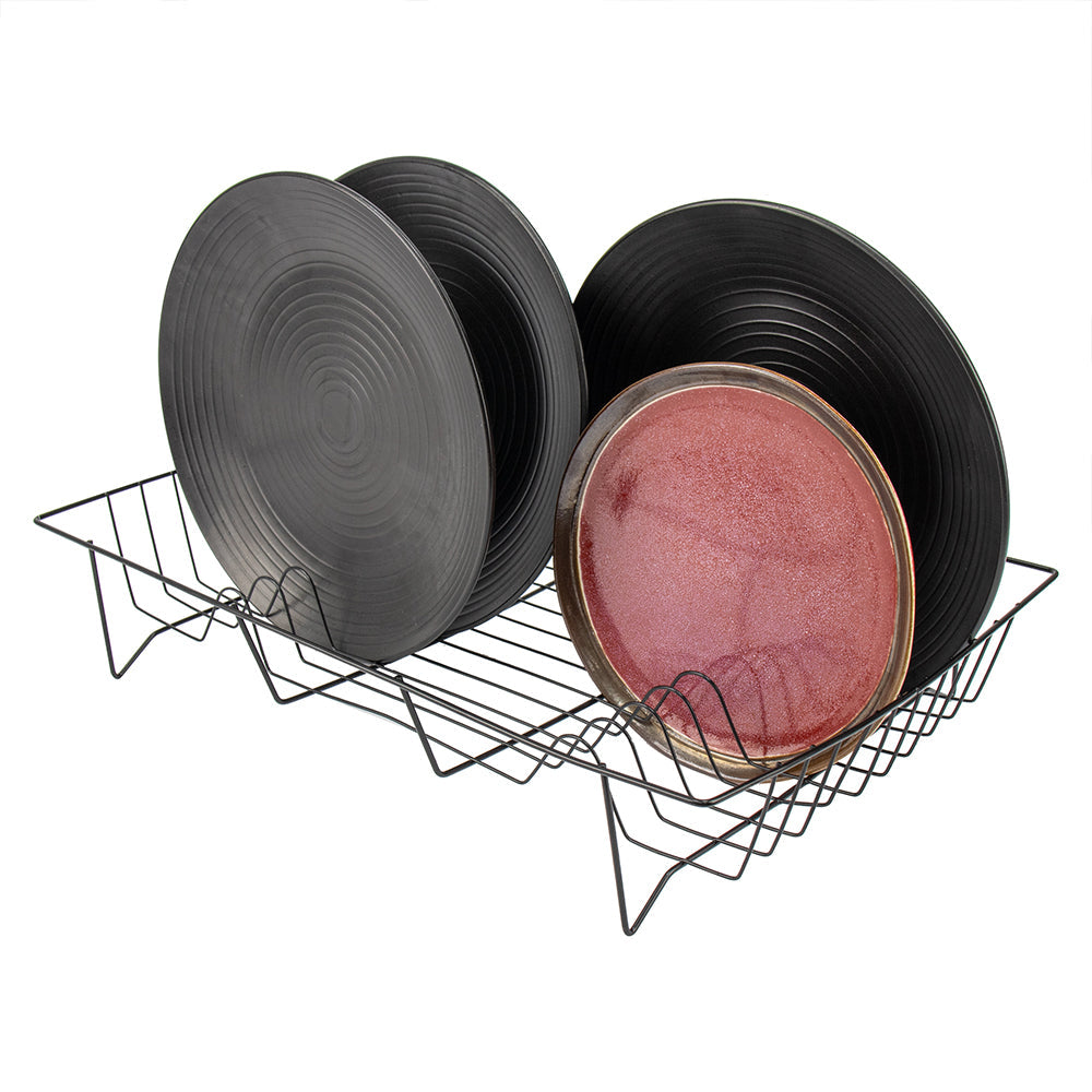Modern Black Metal Kitchen Dish Drainer 48x32x8 cm