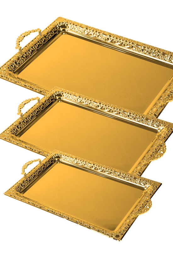 Elegant SQ Professional Durane Gold Serving Tray Set of 3