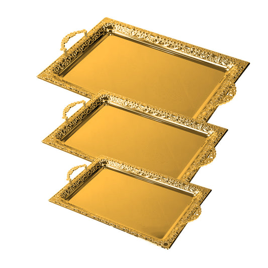 Elegant SQ Professional Durane Gold Serving Tray Set of 3
