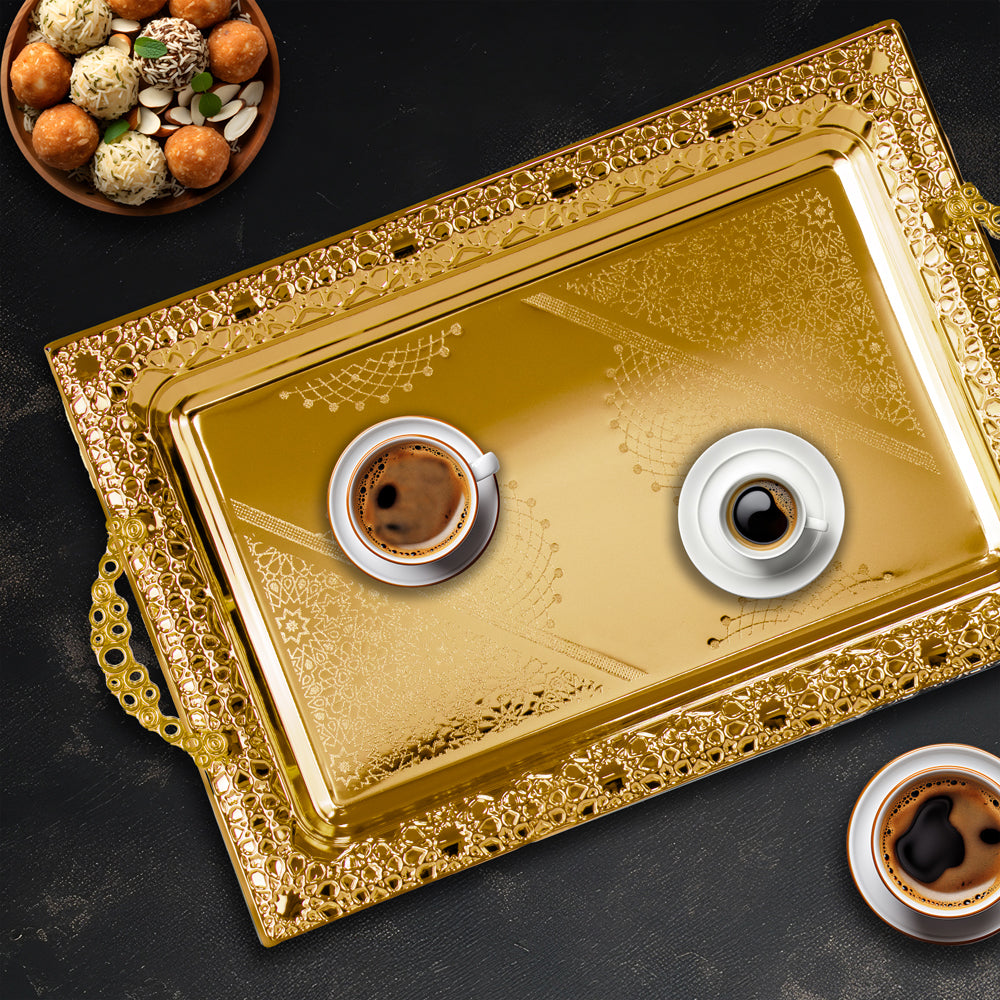Elegant SQ Professional Durane Gold Serving Tray Set of 3