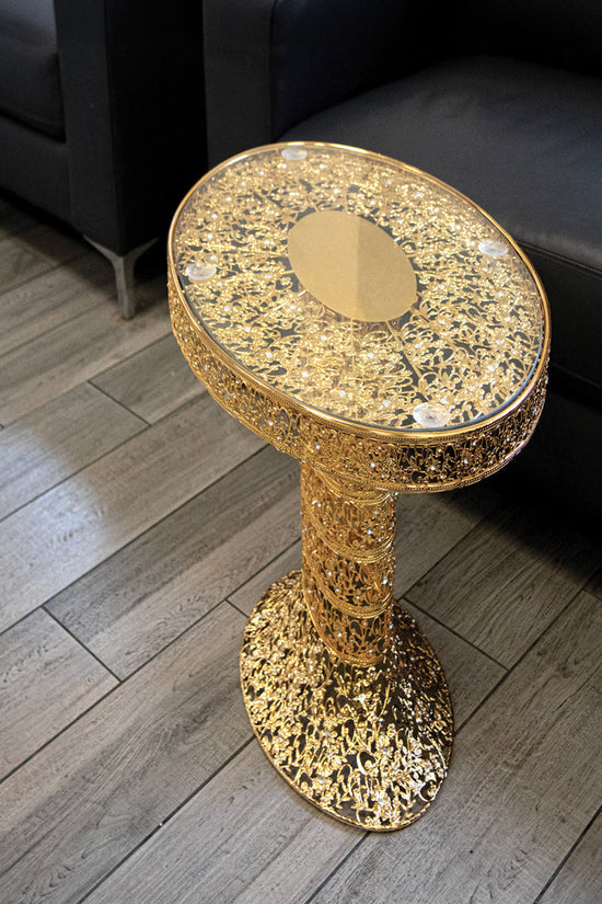 SQ Professional Durane Ornate Coffee Table Gold Elegant Oval Design