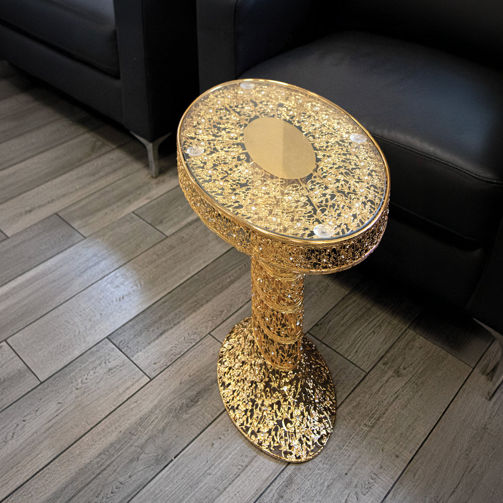 SQ Professional Durane Ornate Coffee Table Gold Elegant Oval Design