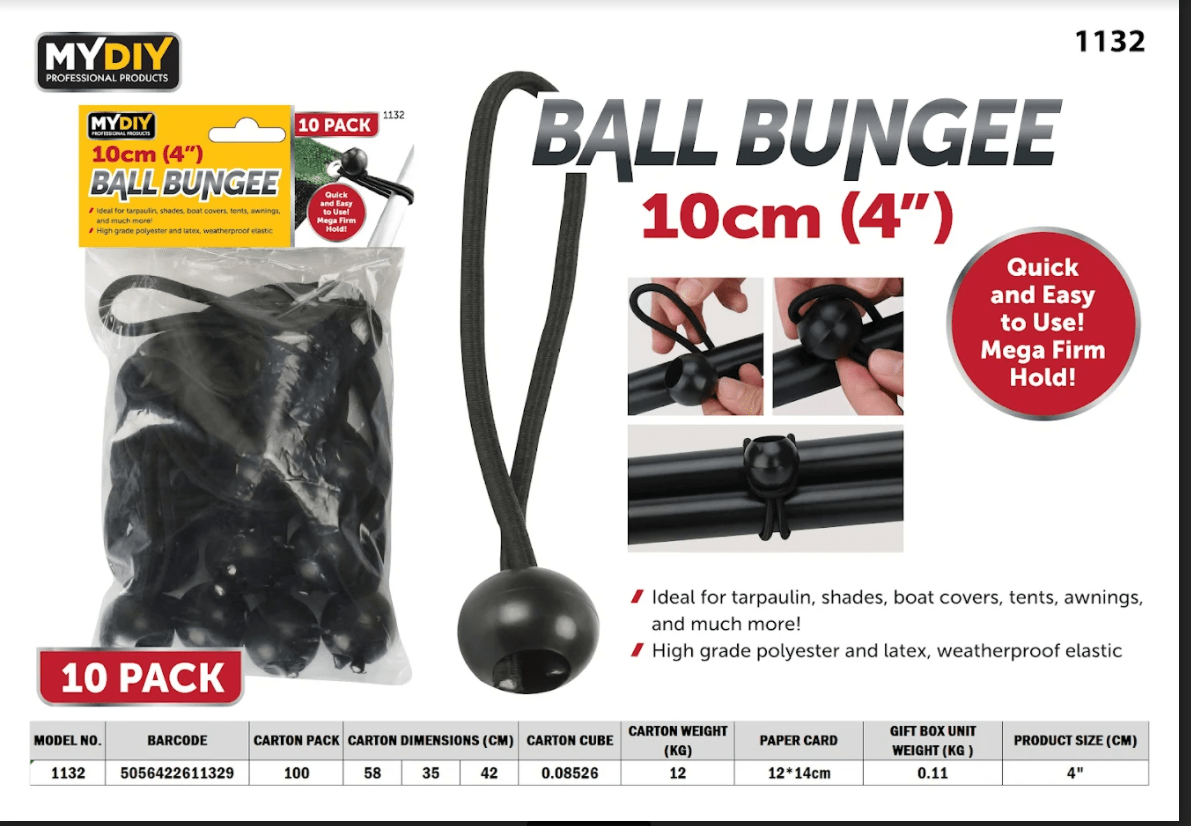 Durable 4Inch Ball Bungee Ties Pack of 10 for Versatile Use