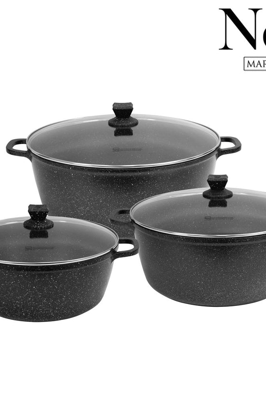 Nea Marbell Diecast Stockpot Set Set of 3 Nera 36cm 40cm 44cm