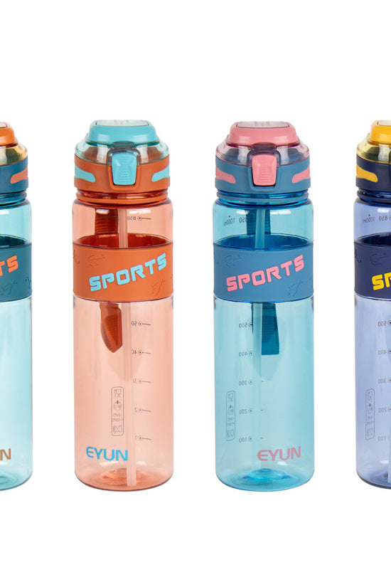 Durane Eyun Transparent Plastic Sports Gym Water Bottle 1L with Straw