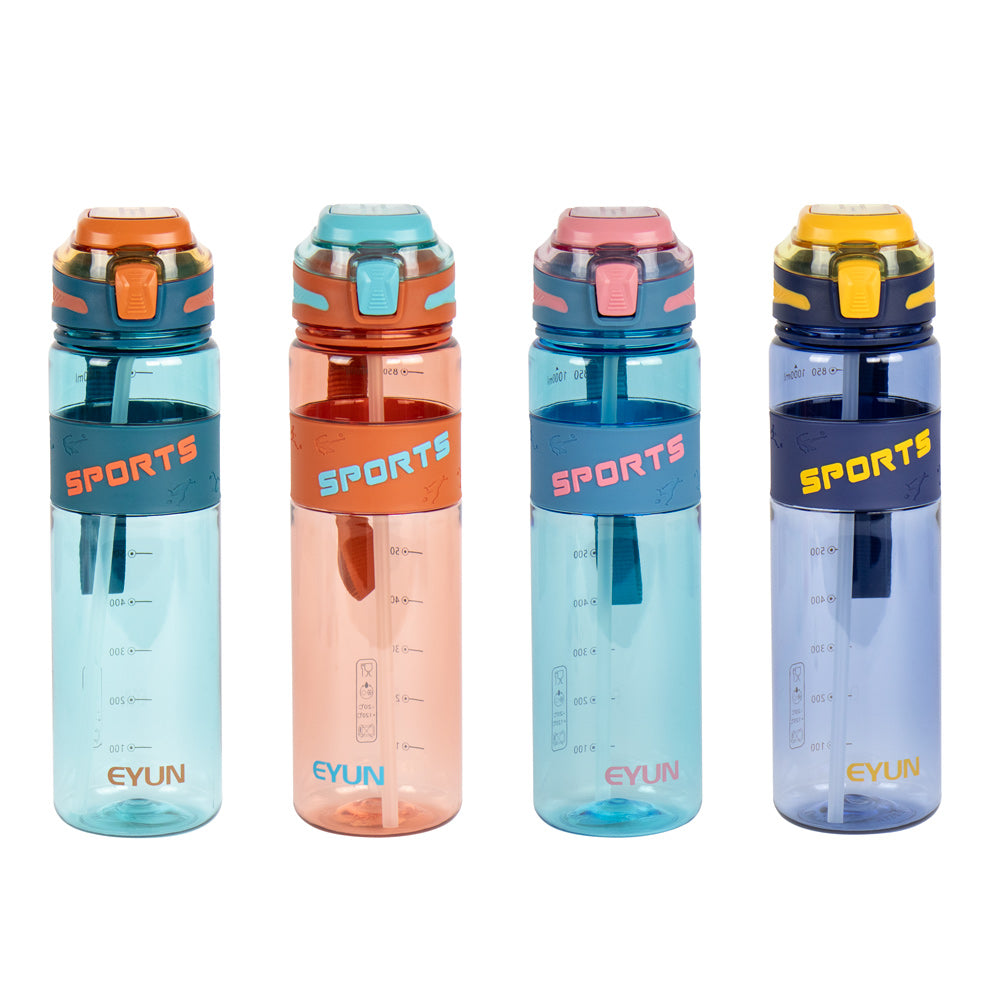 Durane Eyun Transparent Plastic Sports Gym Water Bottle 1L with Straw