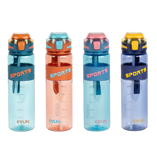 Durane Eyun Transparent Plastic Sports Gym Water Bottle 1L with Straw