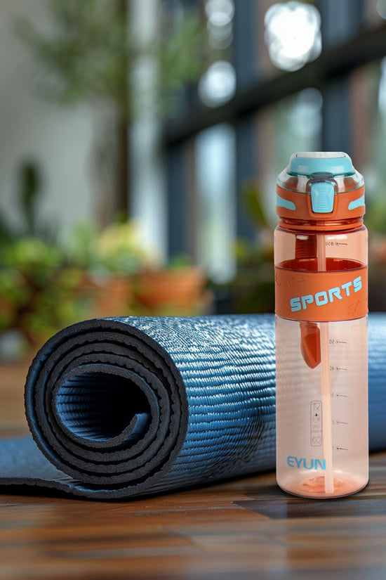 Durane Eyun Transparent Plastic Sports Gym Water Bottle 1L with Straw