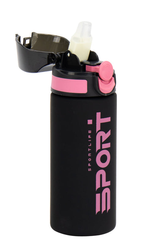 Durane Eyun Black Plastic Sports Water Bottle with Straw