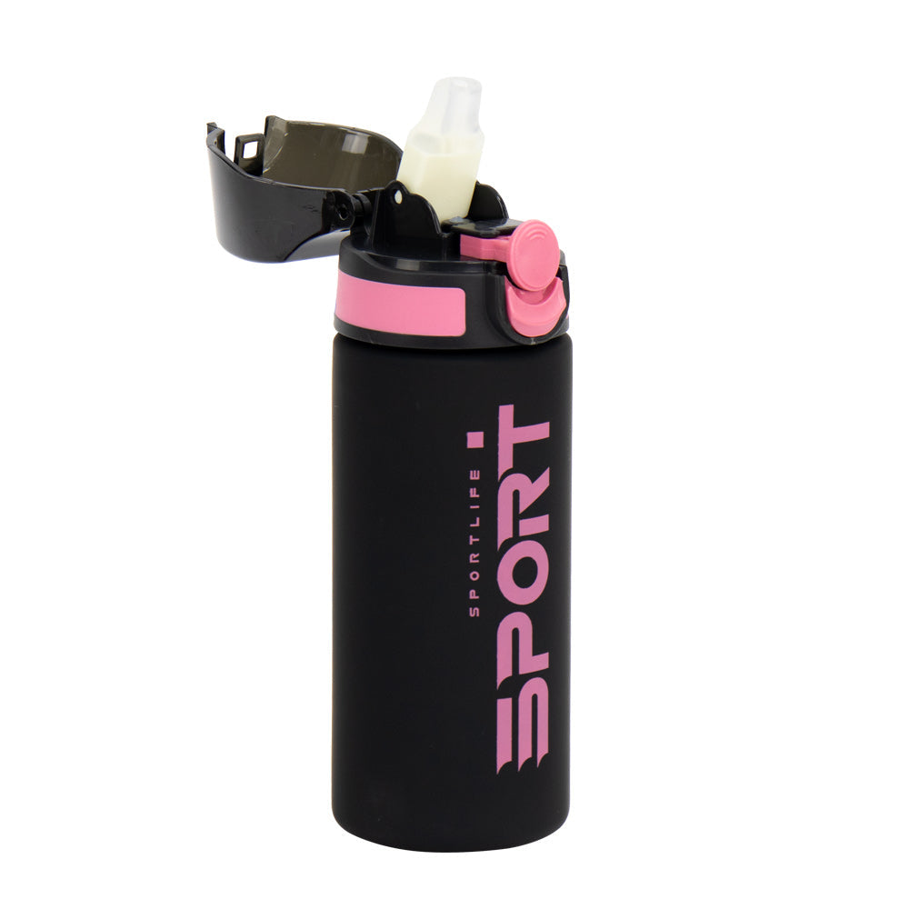 Durane Eyun Black Plastic Sports Water Bottle with Straw