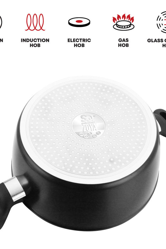 SQ Professional Zoya Forged Stockpot Set of 4 Black Premium Quality Cookware Collection