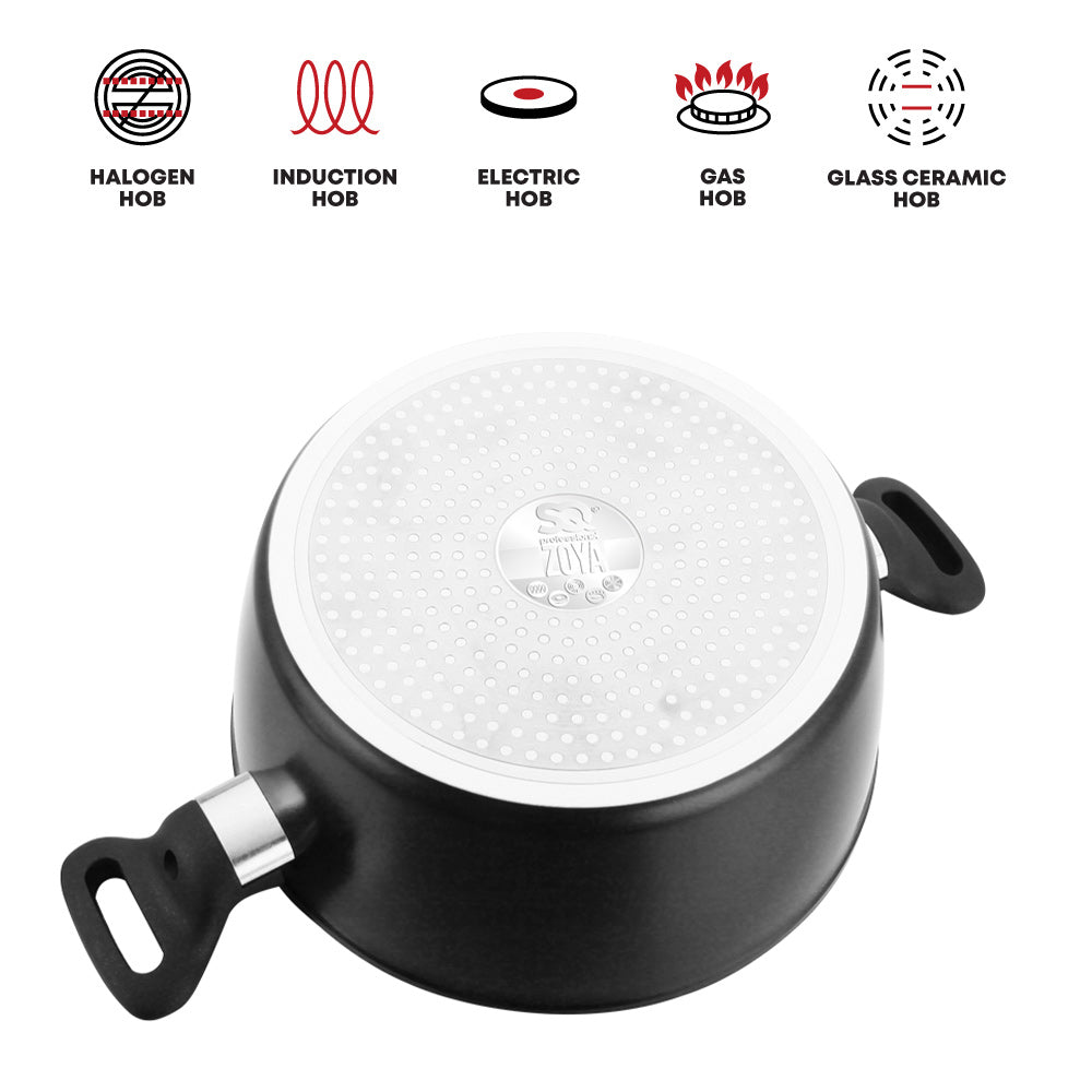 SQ Professional Zoya Forged Stockpot Set of 4 Black Premium Quality Cookware Collection