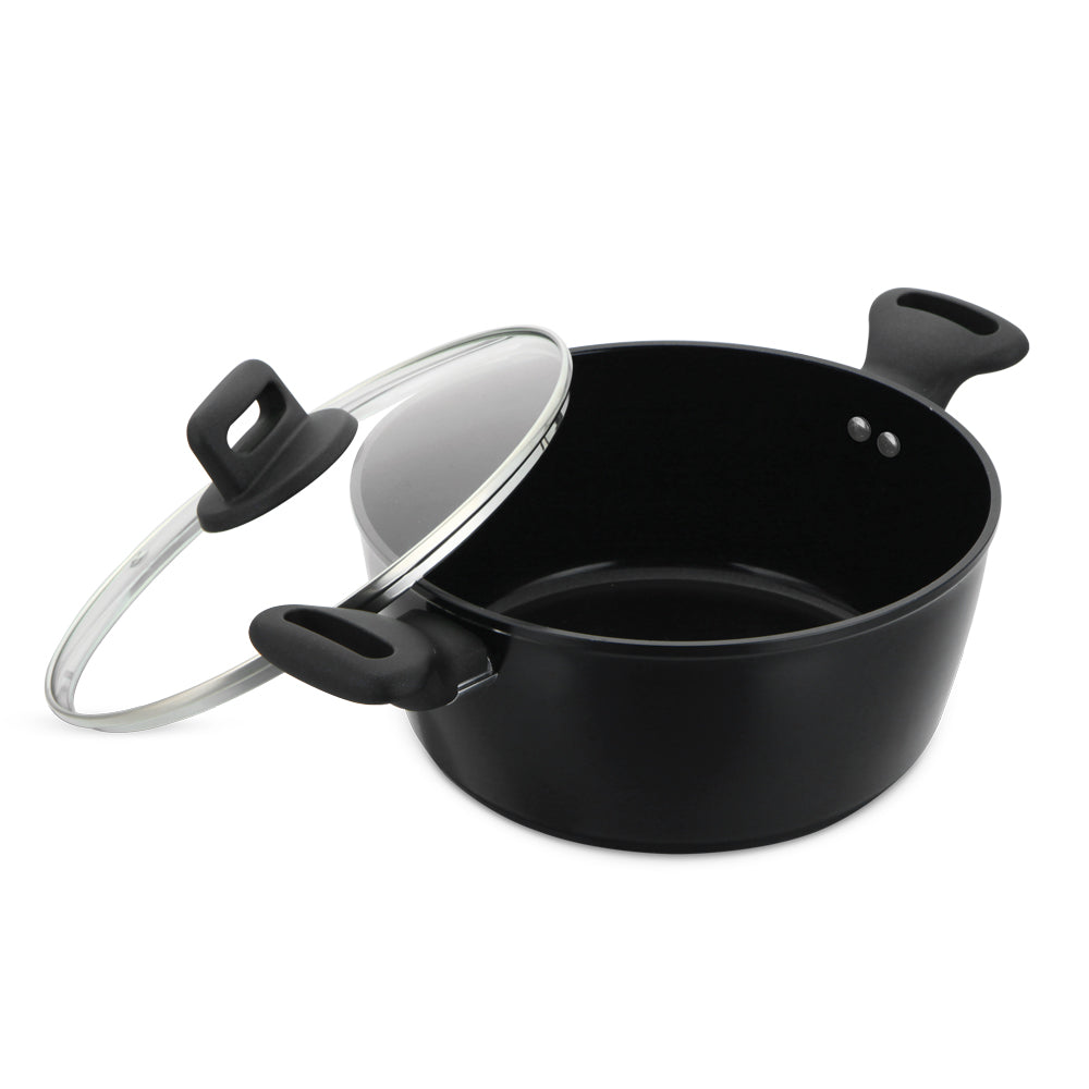 SQ Professional Zoya Forged Stockpot Set of 4 Black Premium Quality Cookware Collection