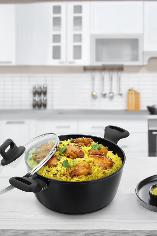 SQ Professional Zoya Forged Stockpot Set of 4 Black Premium Quality Cookware Collection