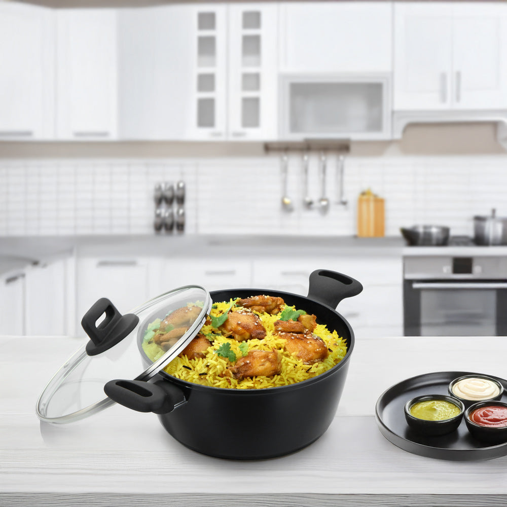 SQ Professional Zoya Forged Stockpot Set of 4 Black Premium Quality Cookware Collection