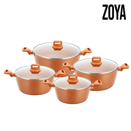 Premium SQ Professional Zoya Forged Copper Stockpot Set of 4