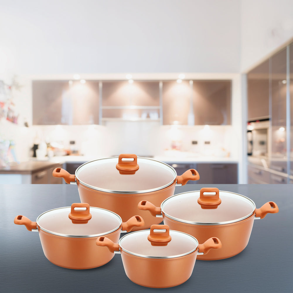 Premium SQ Professional Zoya Forged Copper Stockpot Set of 4