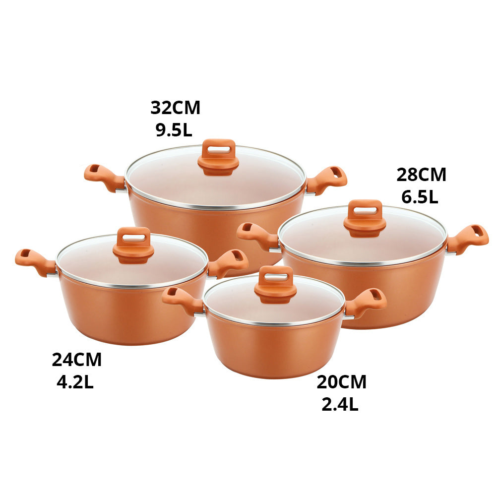 Premium SQ Professional Zoya Forged Copper Stockpot Set of 4