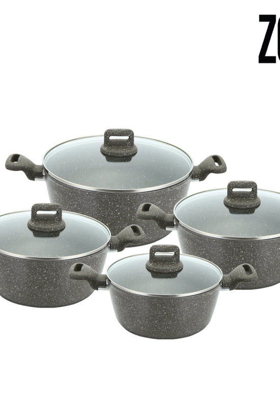 SQ Professional Zoya Forged Stockpot Set 4 Pcs Marbled Grey Cookware