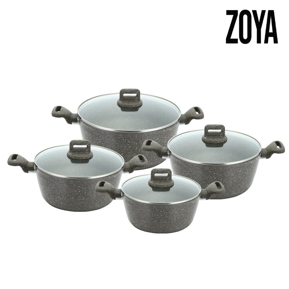 SQ Professional Zoya Forged Stockpot Set 4 Pcs Marbled Grey Cookware
