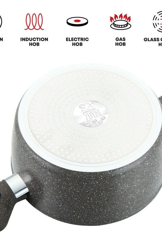 SQ Professional Zoya Forged Stockpot Set 4 Pcs Marbled Grey Cookware