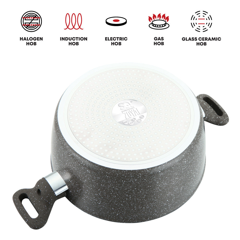 SQ Professional Zoya Forged Stockpot Set 4 Pcs Marbled Grey Cookware
