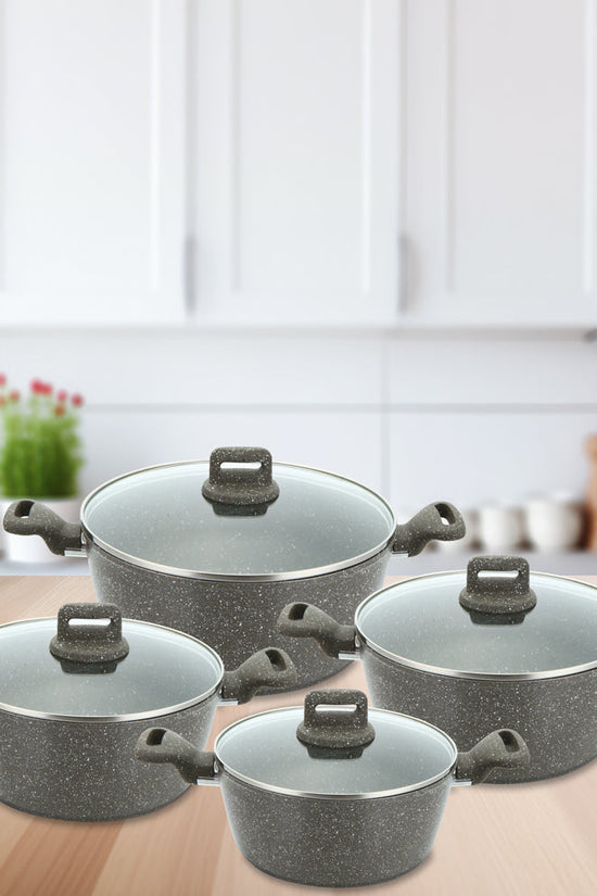 SQ Professional Zoya Forged Stockpot Set 4 Pcs Marbled Grey Cookware