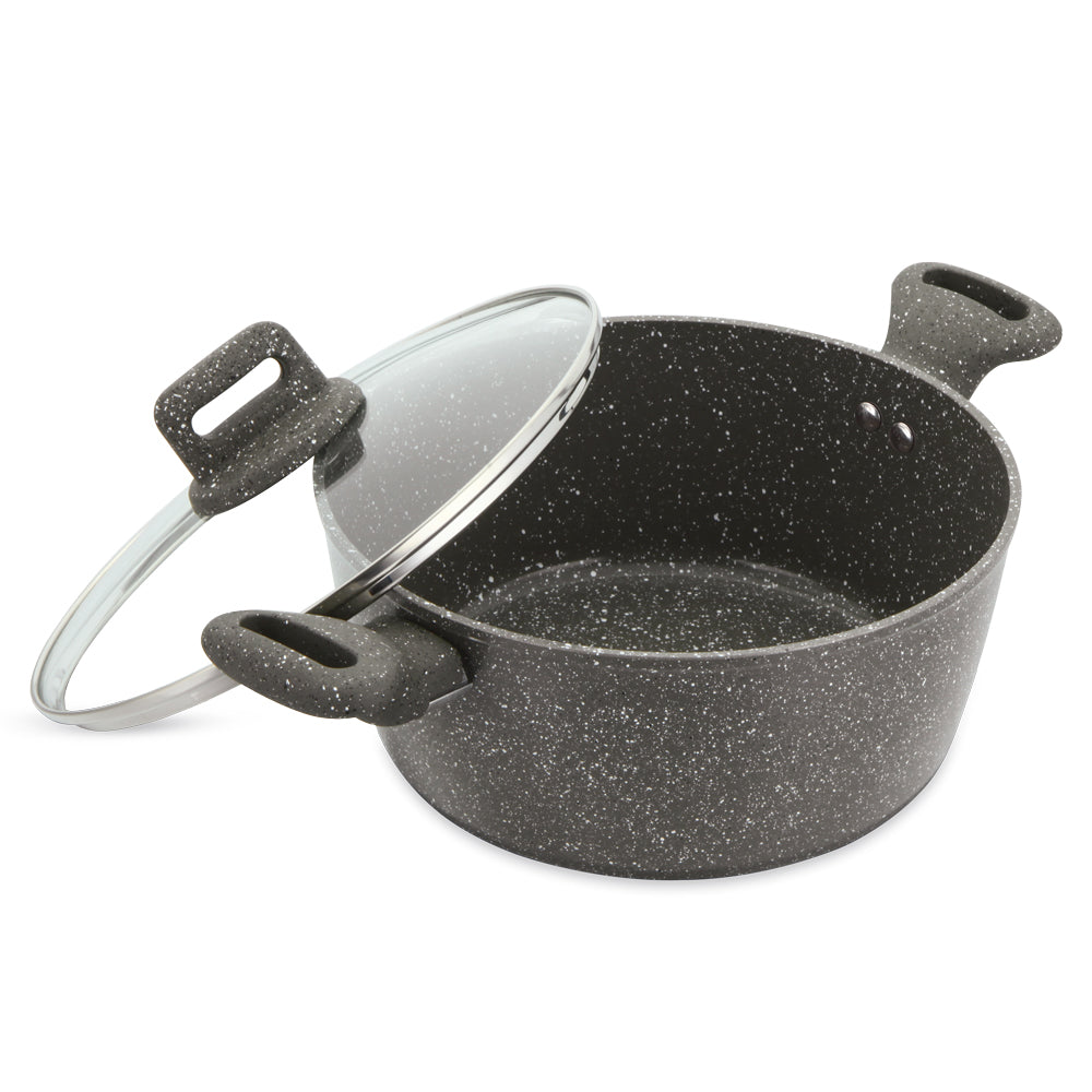 SQ Professional Zoya Forged Stockpot Set 4 Pcs Marbled Grey Cookware