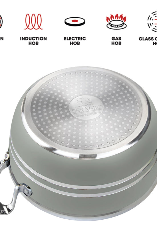 SQ Professional Seramiq Mianra Diecast Stockpot Set of 5 Moonstone Premium Quality Cookware Set