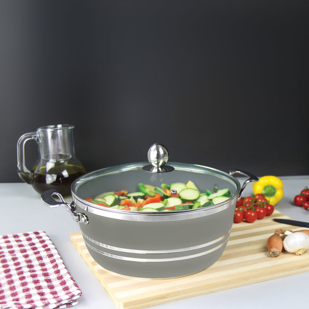 SQ Professional Seramiq Mianra Diecast Stockpot Set of 5 Moonstone Premium Quality Cookware Set