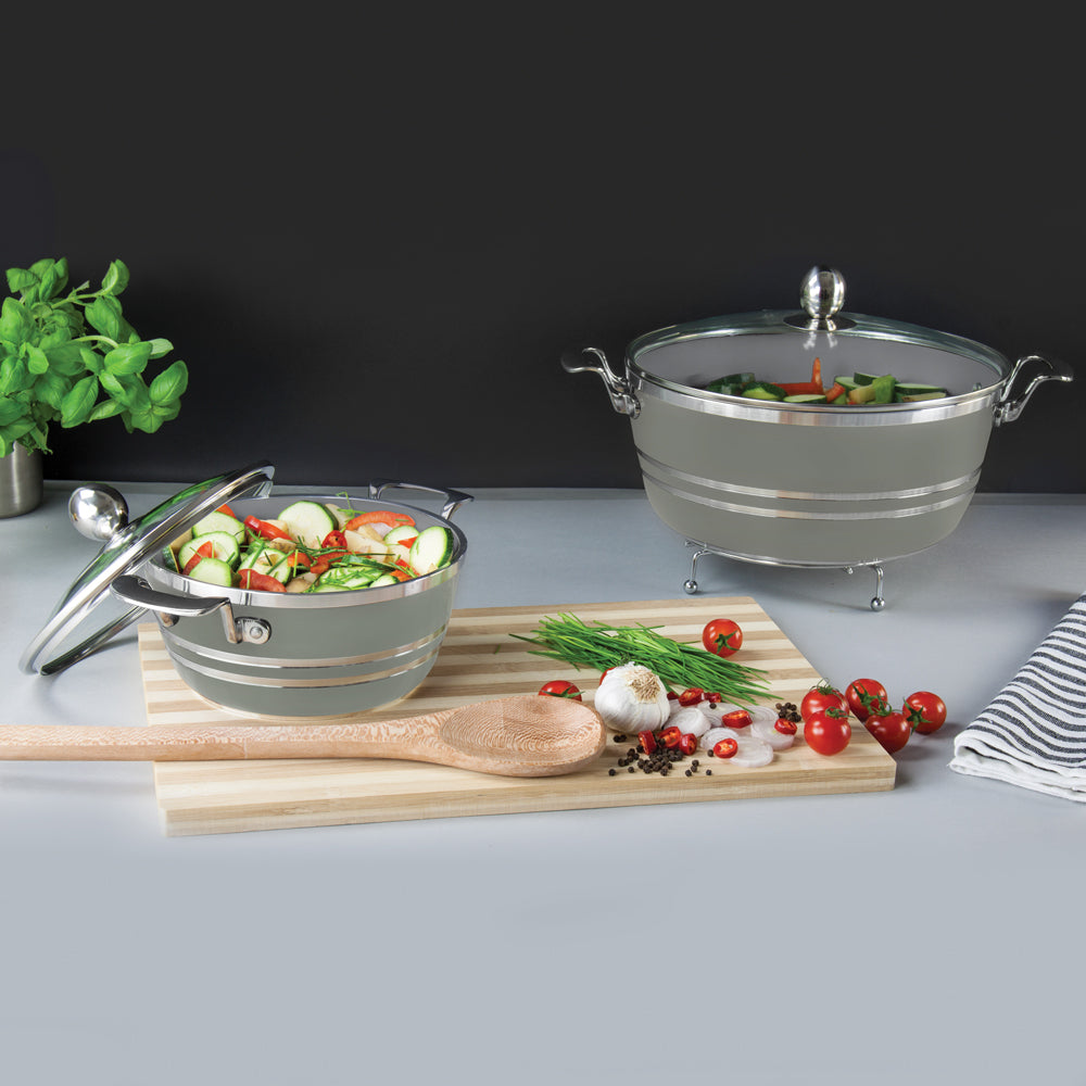 SQ Professional Seramiq Mianra Diecast Stockpot Set of 5 Moonstone Premium Quality Cookware Set