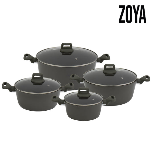SQ Professional Zoya Forged Stockpot Set of 4 Ash Premium Cookware Collection