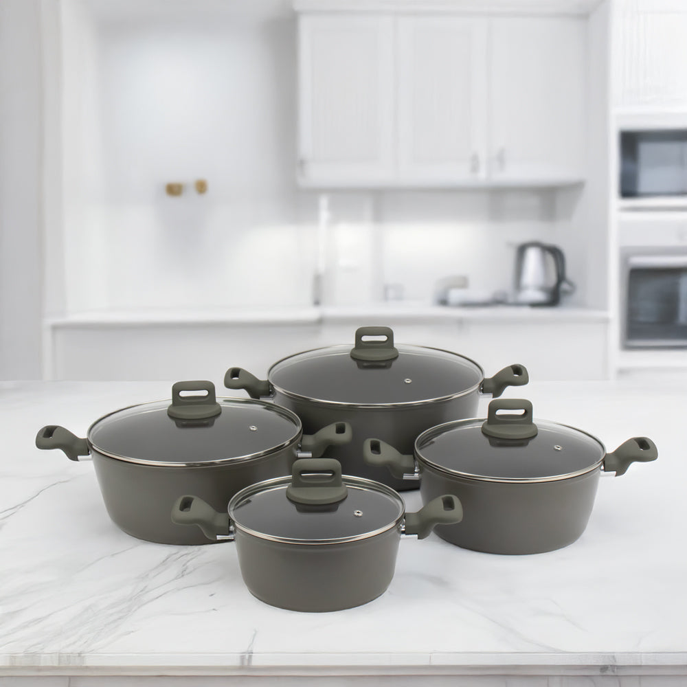 SQ Professional Zoya Forged Stockpot Set of 4 Ash Premium Cookware Collection
