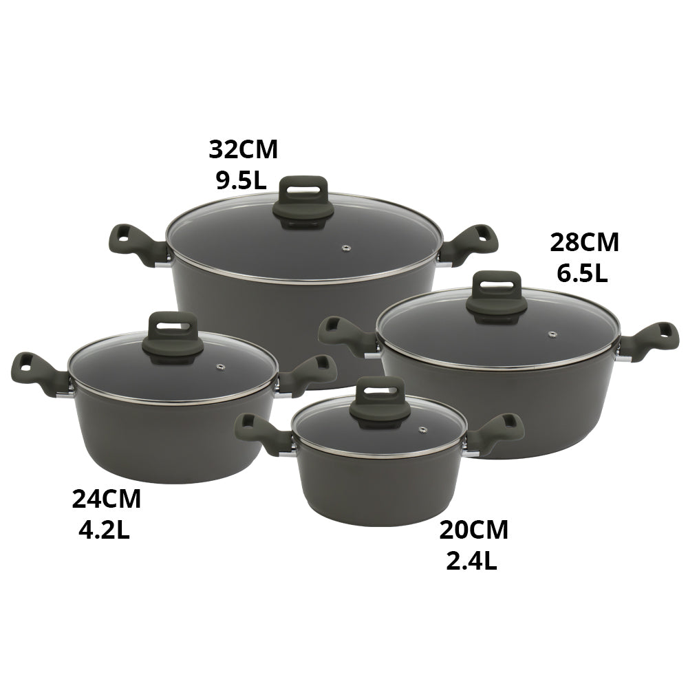 SQ Professional Zoya Forged Stockpot Set of 4 Ash Premium Cookware Collection
