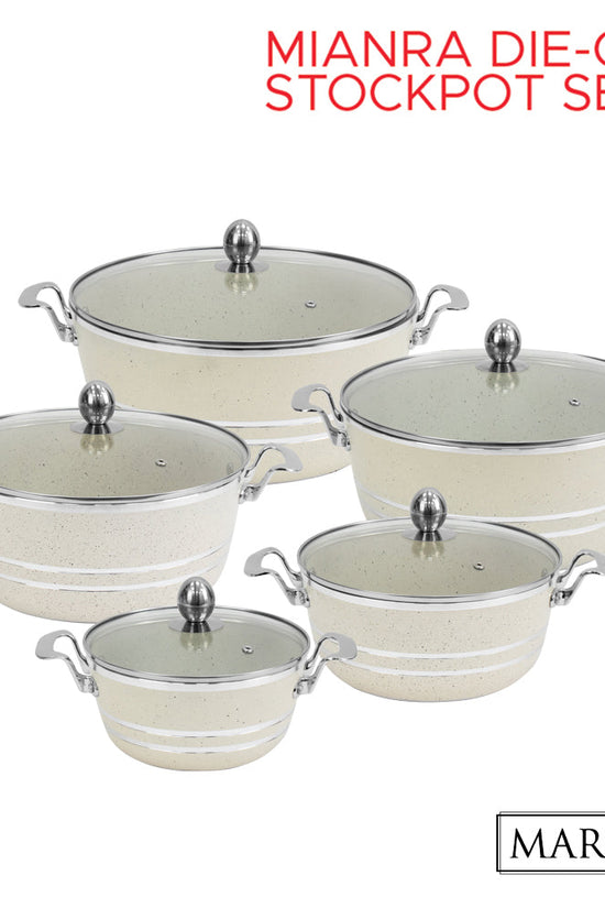 SQ Professional Seramiq Mianra Diecast Stockpot Set of 5 Premium Cookware Collection