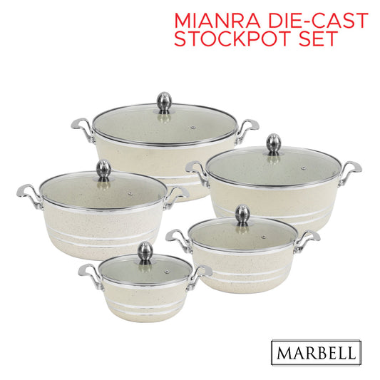 SQ Professional Seramiq Mianra Diecast Stockpot Set of 5 Premium Cookware Collection